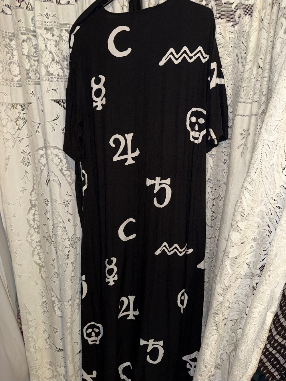 Disturbia Black Maxi Dress with White Symbol Print - Picture 5 of 5